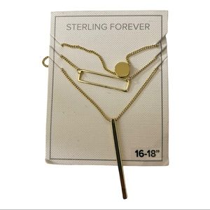Sterling Forever Triple Layered Pendant Gold Necklace